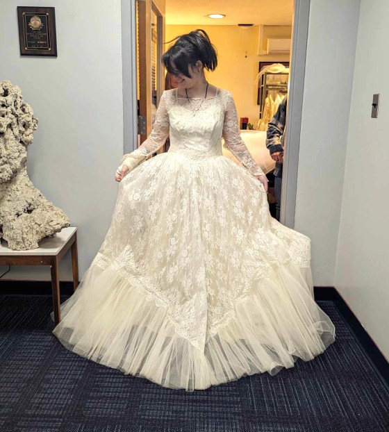 A lace gown from the ‘50s in Puccio's collection.