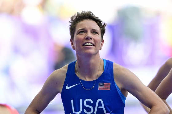 Nikki Hiltz of Team USA during the Women's 1,500m at the Olympic Games in Paris on Tuesday.