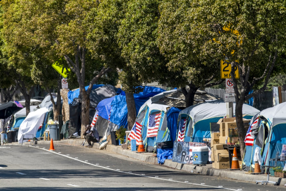 Homeless veterans encampment.