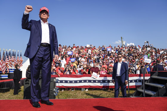 Former President Donald Trump arrives for a campaign rally