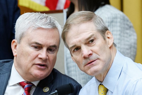 James Comer speaks with Jim Jordan