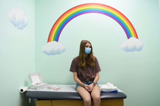 Brooke Stroud, a 16-year-old patient, awaits blood testing