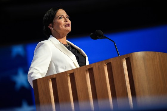 Trump White House press secretary Stephanie Grisham at the Democratic National Convention in Chicago on Tuesday.