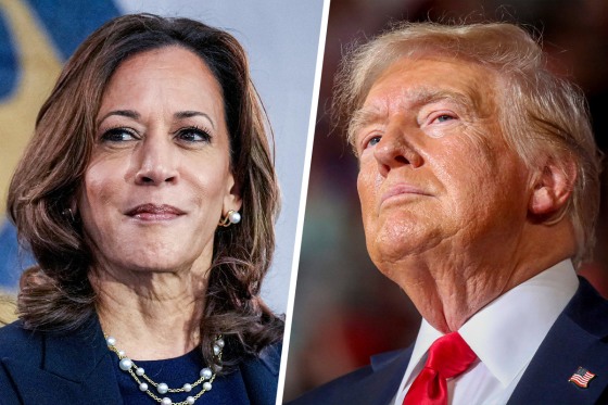 A split composite of Kamala Harris and Donald Trump.