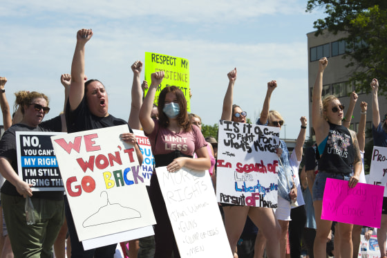 Protesters at an abortion rights rally in front of the state Capitol in Lincoln, Neb., on July 4, 2022. 