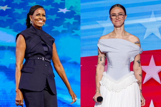 A split composite of Michelle Obama and Ella Emhoff.