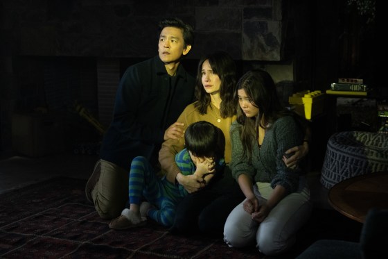 From left, John Cho, Katherine Waterston, Lukita Maxwell, and Isaac Bae 