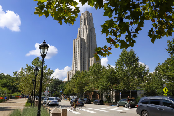 The Cathedral of Learning towers.