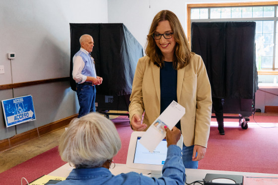 Sarah McBride, Delaware State Senator votes on primary day.