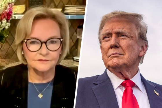 A split composite of Claire McCaskill and Donald Trump.