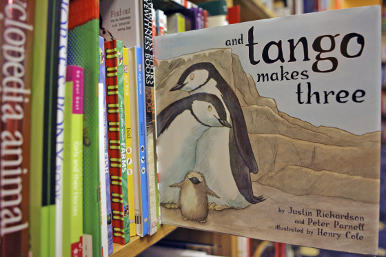 "And Tango Makes Three" on a bookstore shelf in Chicago.