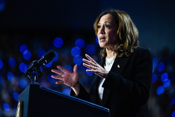 Kamala Harris speaks on stage