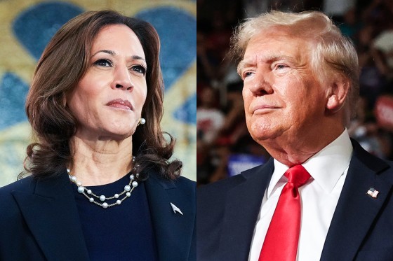 A side by side split image of Kamala Harris and Donald Trump.