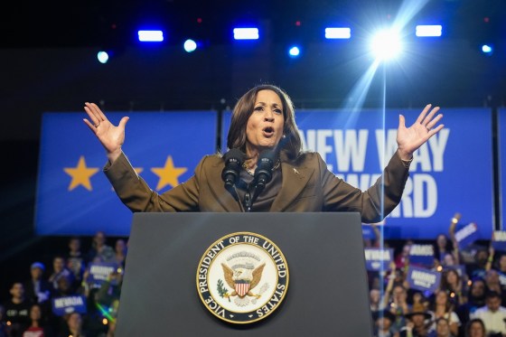 Vice President Kamala Harris, the Democratic presidential nominee, speaks at a rally in Las Vegas.