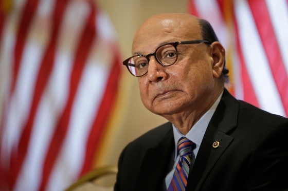 Khizr Khan prepares to speak at an event in Collingswood, N.J., Thursday, Oct. 26, 2017.