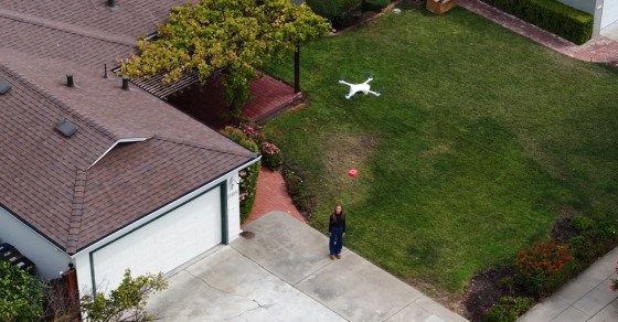 A Matternet drone makes a home delivery in Mountain View, Calif.