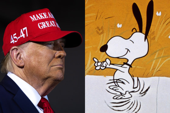 Aside by side of Donald Trump and Snoopy from "A Boy Named Charlie Brown, 1969."