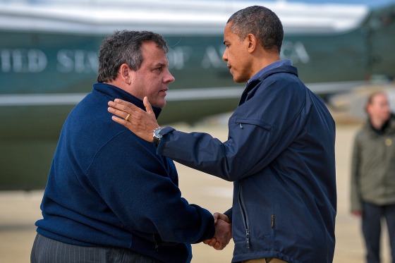 Chris Christie and Barack Obama.