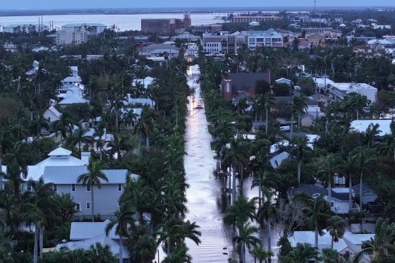 An aerial view of flooding