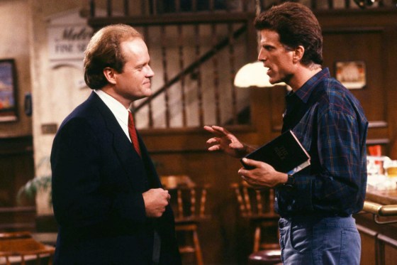 cheers tv show Kelsey Grammer as Dr. Frasier Crane, Ted Danson as Sam Malone