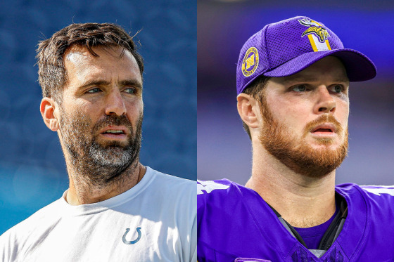 A split composite of Joe Flacco and Sam Darnold.