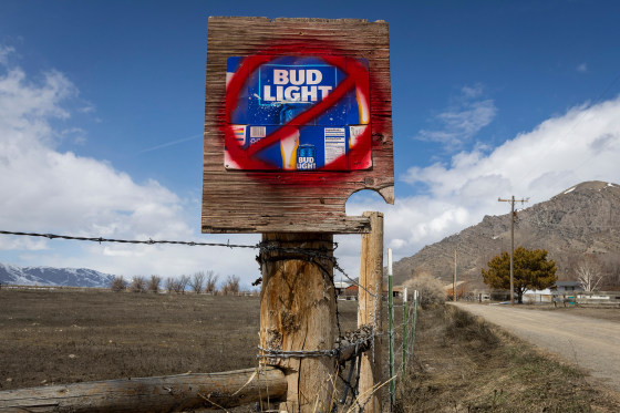 A Bud Light sign along a country road on April 21, 2023 in Arco, Idaho. 