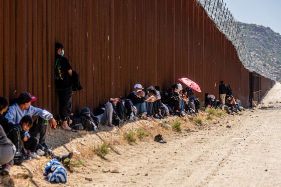 Migrants at the US-Mexico border.