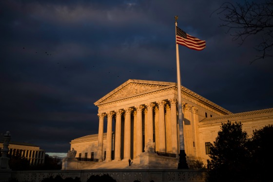 A view of the U.S. Supreme Court at sunset