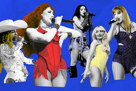 Photo Illustration: Beyoncé, Chappell Roan, Charli XCX, Sabrina Carpenter, Taylor Swift