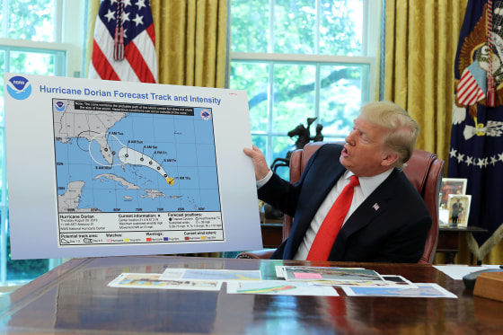 U.S. President Trump receives a Hurricane Dorian update at the White House in Washington