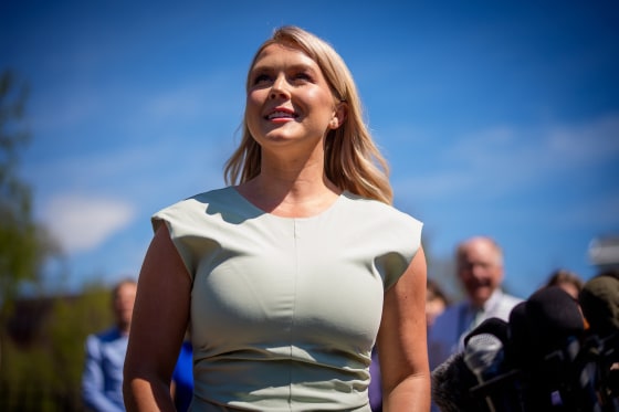 Karoline Leavitt speaks to reporters