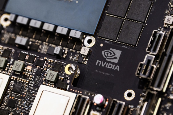 Close up of Nvidia Corp.'s Blackwell GPU chip