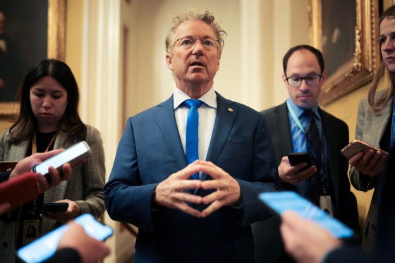 Sen. Rand Paul speaking with reporters