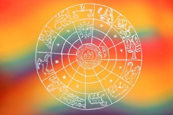 Photo Illustration: The zodiac over a rainbow gradient