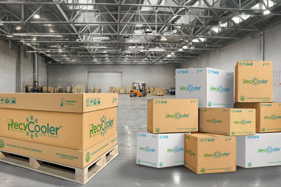 RecyCoolers boxes pictured in a factory