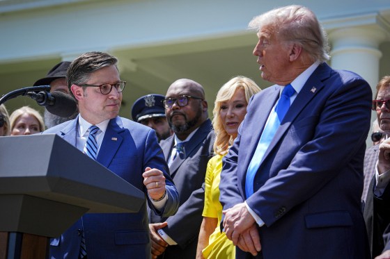 Mike Johnson and Donald Trump.