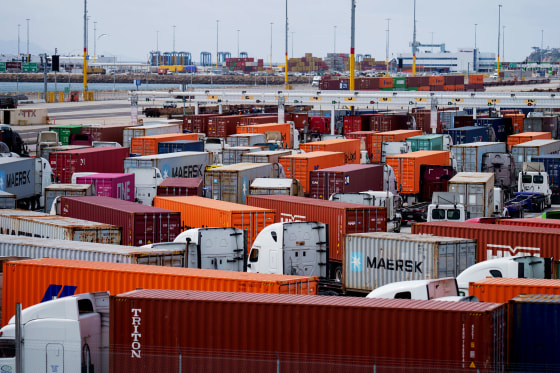 Ports Of Los Angeles And Long Beach After Trump's Tariffs Take Effect
