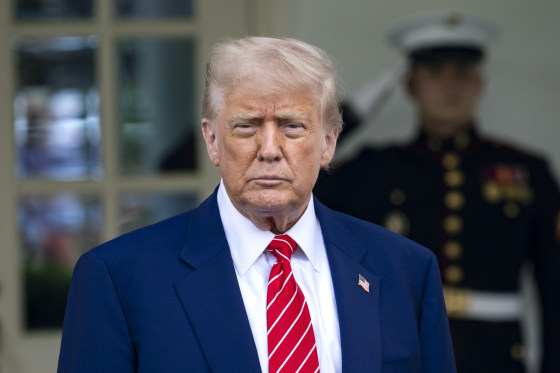 President Donald Trump Speaks with Reporters Outside Oval