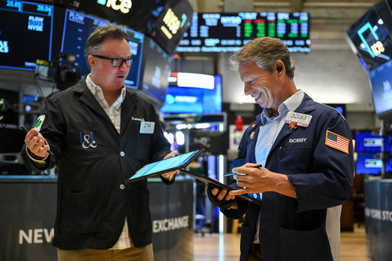 Traders work on the floor of the New York Stock Exchange 