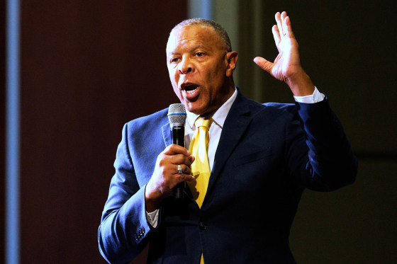 John Ewing Jr. speaks during a town hall 