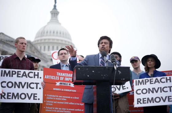 Rep. Shri Thanedar, D-Mich., speaks at a news conference to highlight his efforts to impeach President Donald Trump on May 14, 2025.