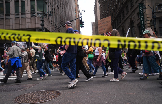 March in New York City to protest against Trump administration