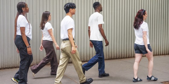 We tested white t-shirts in a variety of fits and materials. Standard, relaxed, cotton blends and more were all a part of our testing criteria. 