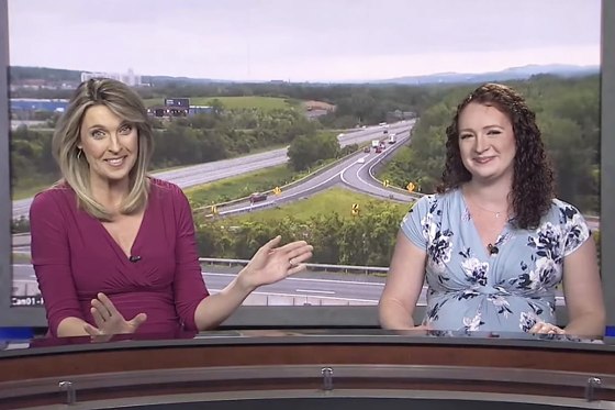 water breaks on air news anchor