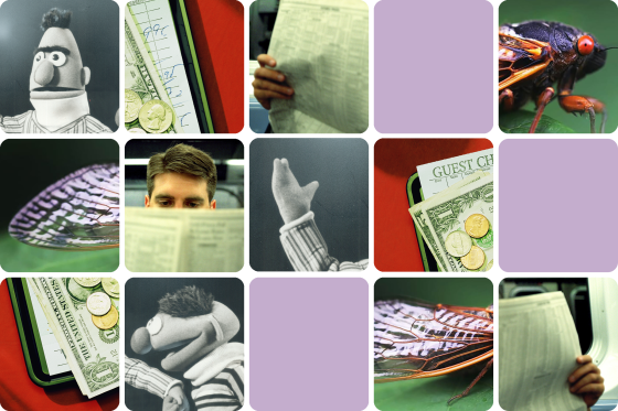 5x5 grid of obscured images