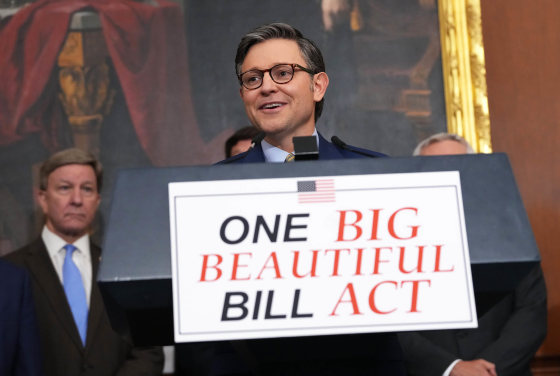 Speaker of the House Mike Johnson speaks to the media