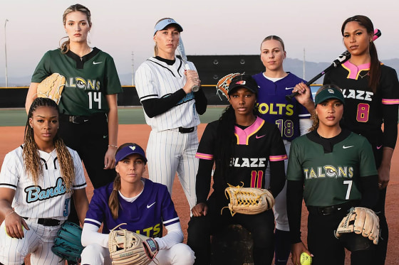 Players in the Athletes Unlimited Softball League.