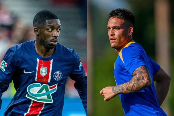A split composite of Ousmane Dembélé and Lautaro Martínez.