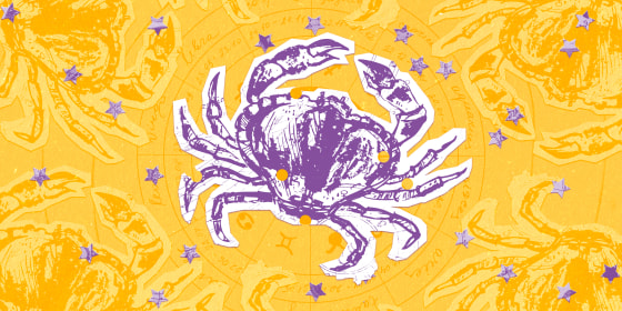 Zodiac collage on a color background