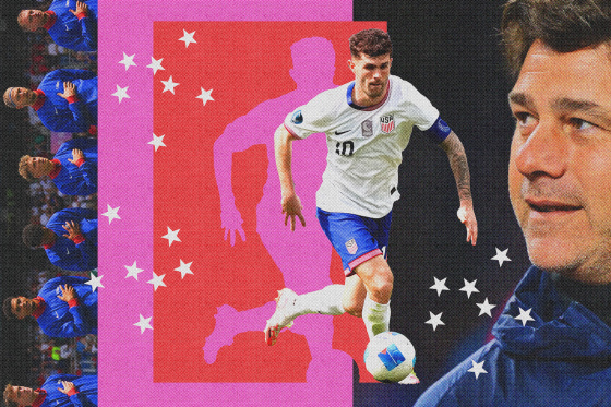 Photo illustration of U.S. Men's Soccer Team, featuring Christian Pulisic and Mauricio Pochettino
